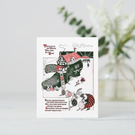 Er was een oud vrouwelijk verpleegster-ritme briefkaart (Staand voorkant)