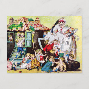 Er was een oude vrouw die in een hoefijzer woonde briefkaart