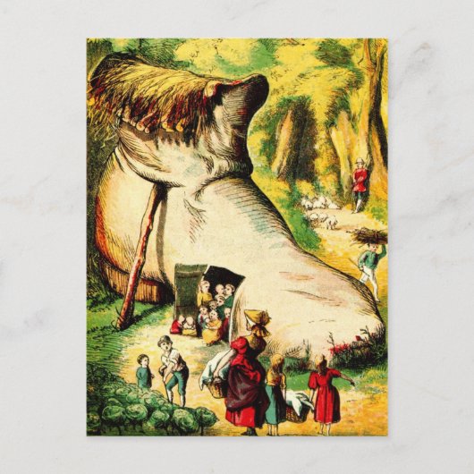 Er was een oude vrouw die in een hoefijzer woonde briefkaart (Voorkant)