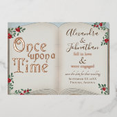 Er was eens een gouden boek Sprookje Bruiloft Folie Uitnodiging (Voorkant)