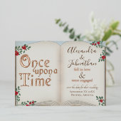Er was eens een gouden boek Sprookje Bruiloft Folie Uitnodiging (Staand Voorkant)