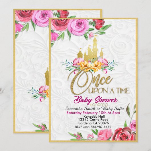 Er was eens een keer Princess Baby shower uitnodig Kaart (Voorkant / Achterkant)