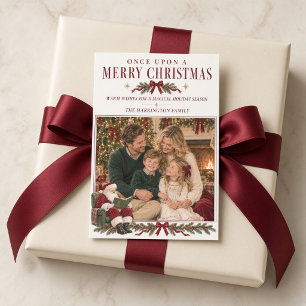 Er Was Eens Een Kerstmis Vintage Santa Familie Feestdagenkaart