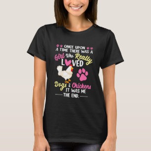 Er was eens een meisje honden en kip t-shirt