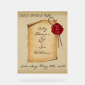 Er was eens een middeleeuws verouderde scroll wax  acryl bord (Voorkant)