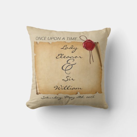 Er was eens een middeleeuws verouderde scroll wax  kussen (Voorkant)