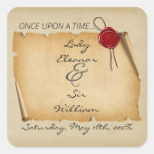 Er was eens een middeleeuws verouderde scroll wax  vierkante sticker (Voorkant)