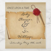 Er was eens een middeleeuws verouderde scroll wax  wijn etiket (Enkel label)