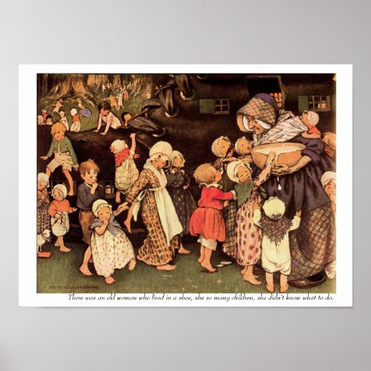 Er Was Eens Een Oude Vrouw Rijmpje Print (Voorkant)