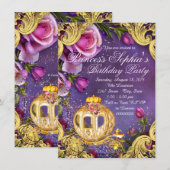 Er was eens een prinses verjaardagsfeestje kaart (Voorkant / Achterkant)