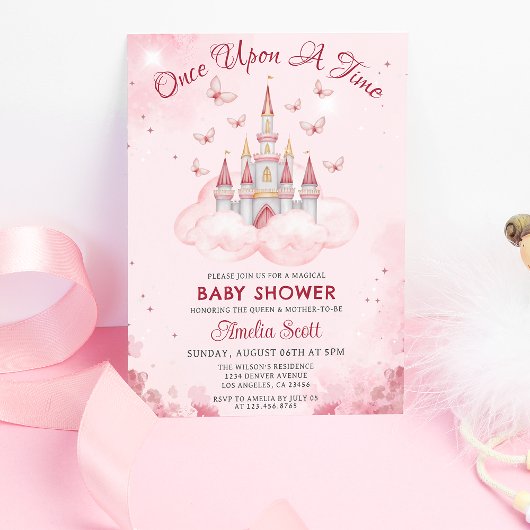 Er was eens een sprookje baby meisje douche kastee kaart