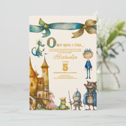 Er was eens een sprookjesachtig Baby shower Kaart (Staand voorkant)