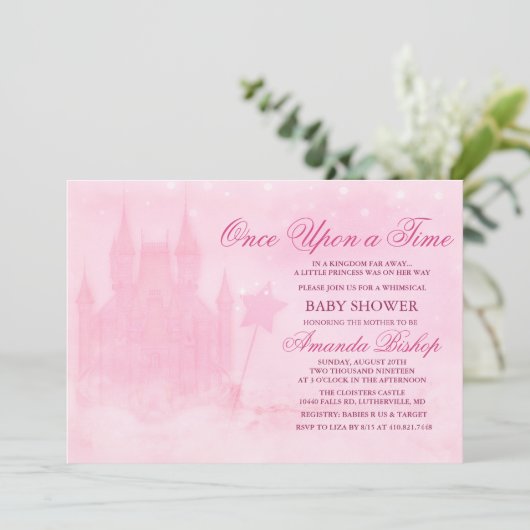 Er was eens een sprookjesachtige Baby shower uitno Kaart (Staand voorkant)