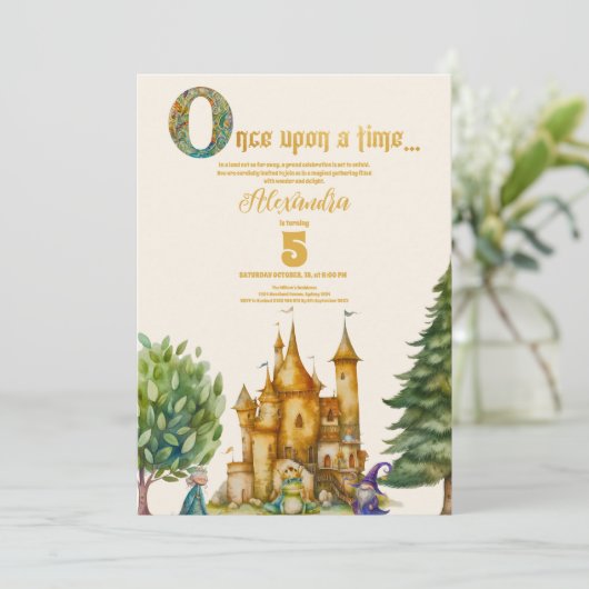 Er was eens een sprookjesachtige verjaardag kaart (Staand voorkant)