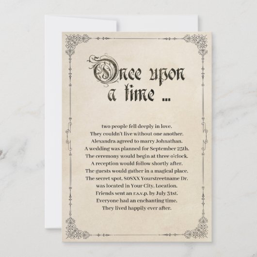 Er was eens een sprookjesbruiloft kaart (Voorkant)