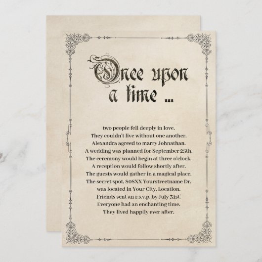 Er was eens een sprookjesbruiloft kaart (Voorkant / Achterkant)