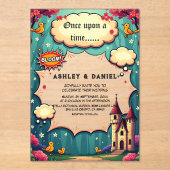 Er was eens een sprookjeshuwelijk in Woodland Cast Acryl Uitnodigingen (Voorkant)