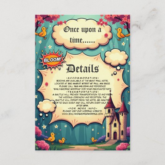 Er was eens een sprookjeshuwelijk in Woodland Cast Informatiekaartje (Voorkant)