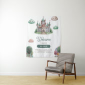 Er Was Eens Groen Kasteel Pastelkleurige Babyfeest Wandkleed (In situ)