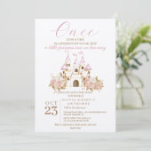 Er was eens Pink Castle Princess Baby Shower Kaart (Staand voorkant)