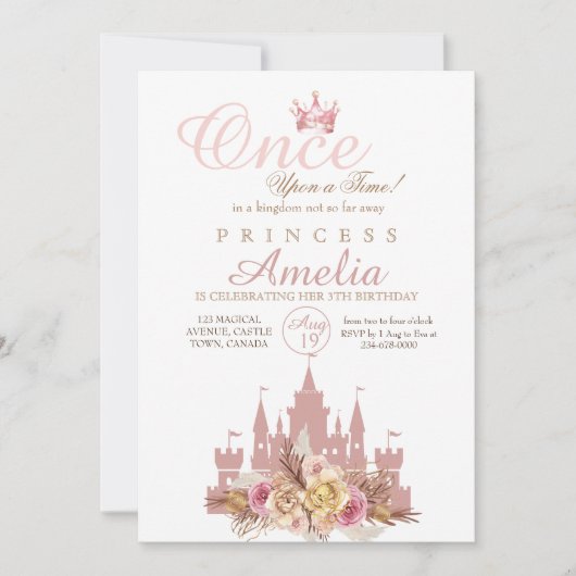 Er was eens Princess Birthday Kaart (Voorkant)