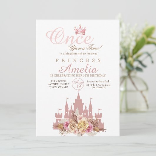 Er was eens Princess Birthday Kaart (Staand voorkant)