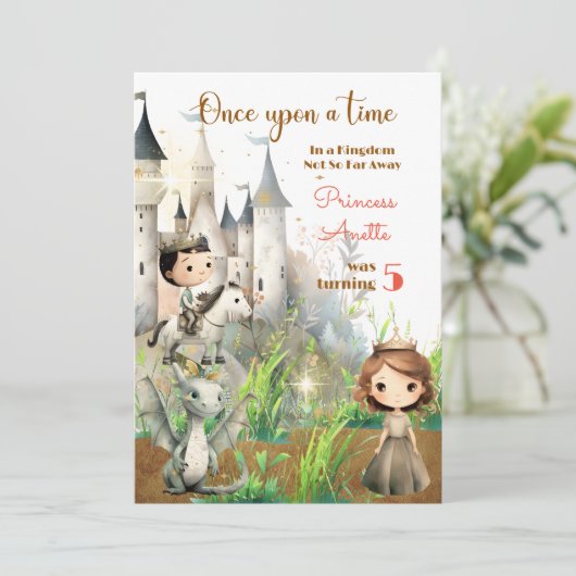 Er was eens, Prinses Verjaardag Uitnodiging (Staand voorkant)