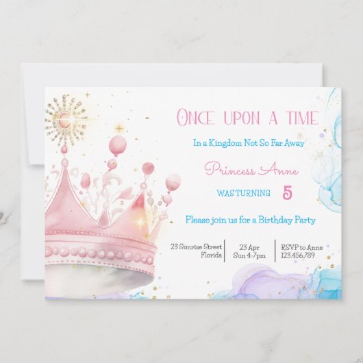 Er was eens, Prinses Verjaardag Uitnodiging (Voorkant)