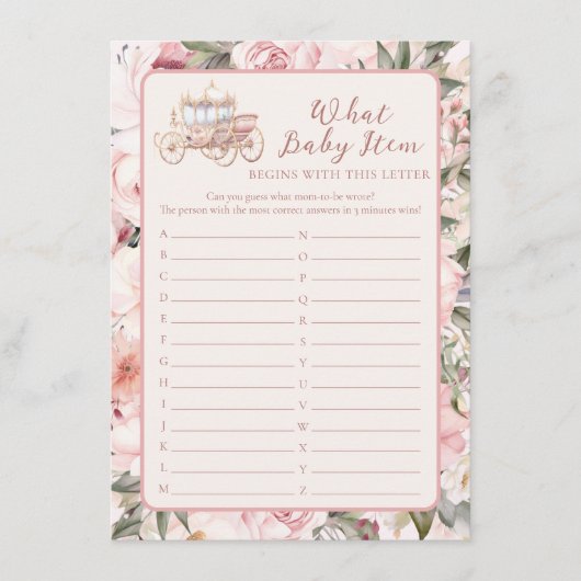 Er was eens wat Baby item Baby shower spel Informatiekaartje (Voorkant)