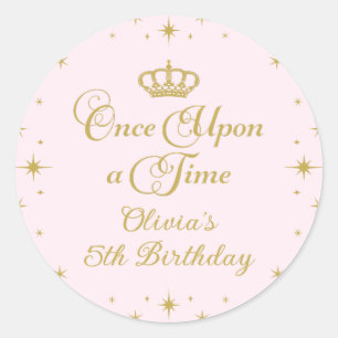 Er Wens Eens Gouden Prinsessen Verjaardag Ronde Sticker