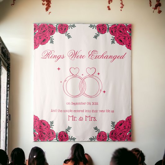 Er werden ringen uitgewisseld wandkleed