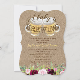 Er wordt een baby gebrouwen Burlap Bloemen Baby Sh Kaart