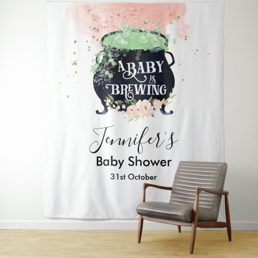 er wordt een baby gebrouwen Halloween Baby Shower  Wandkleed (In situ)