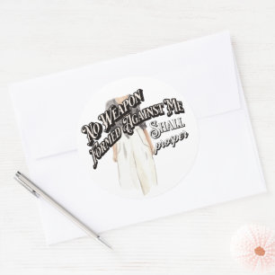 Er wordt geen wapen tegen mij gevormd ronde sticker