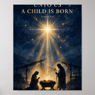 Er wordt ons een kind geboren Jesaja 9:6 Kerst Kun Poster
