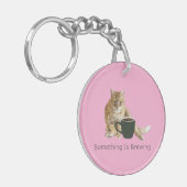 Er wordt roze acryl Sleutelhanger gebrouwen (Voorkant Links)