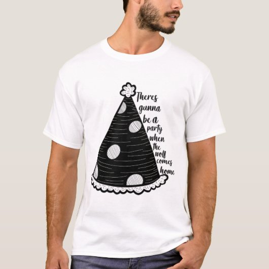 Er zal een feest zijn als de wolf thuiskomt t-shirt (Voorkant)