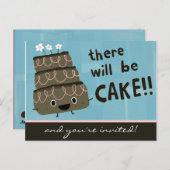 Er zal taart zijn! Grappige feestuitnodiging Uitnodiging Briefkaart (Voorkant / Achterkant)