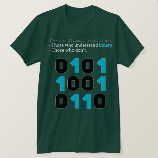 Er zijn 10 soorten programmeurs – Binaire grap  T-shirt (Design voorkant)
