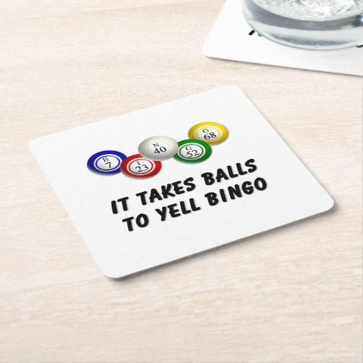 Er zijn ballen nodig om bingo te schreeuwen kartonnen onderzetters (Schuin)
