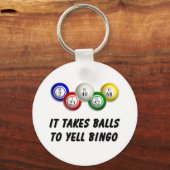 Er zijn ballen nodig om bingo te schreeuwen sleutelhanger (Achterkant)