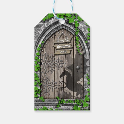 Er zijn Dragons koning Arthur Medieval Dragon-deur Cadeaulabel (Voorkant)