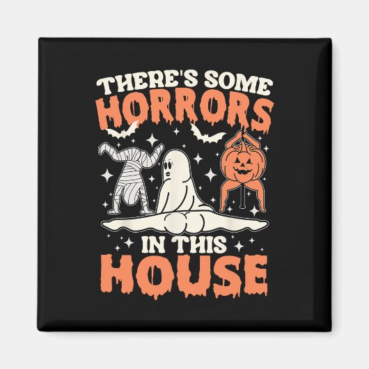 Er zijn enkele verschrikkingen in dit huis pompoen magneet (Voorkant)