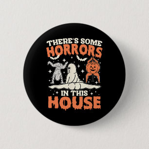 Er zijn enkele verschrikkingen in dit huis pompoen ronde button 5,7 cm