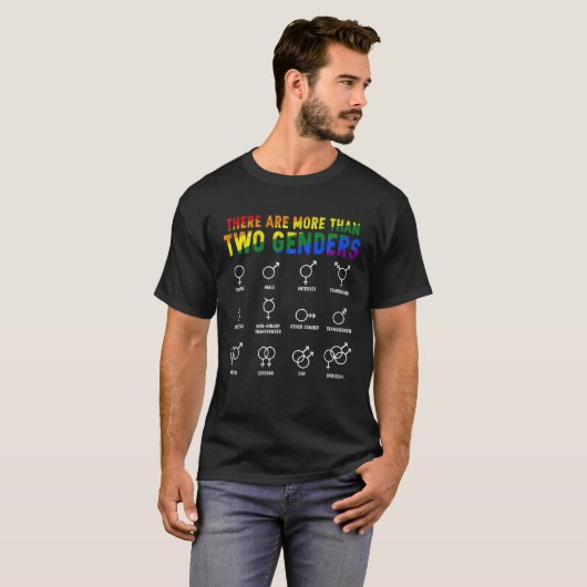 Er zijn meer dan twee Genders Rainbow LGBTQ Prid T-shirt (Voorkant volledig)