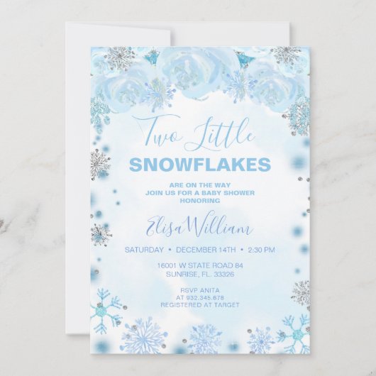 Er zijn twee kleine Snowflakes op weg naar Baby sh Kaart (Voorkant)
