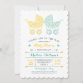 Er zijn tweelingen onderweg. Twins Baby shower Inv Kaart (Voorkant)