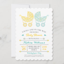 Er zijn tweelingen onderweg. Twins Baby shower Inv Kaart