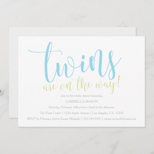 Er zijn tweelingen onderweg | Uitnodiging voor jon (Voorkant / Achterkant)