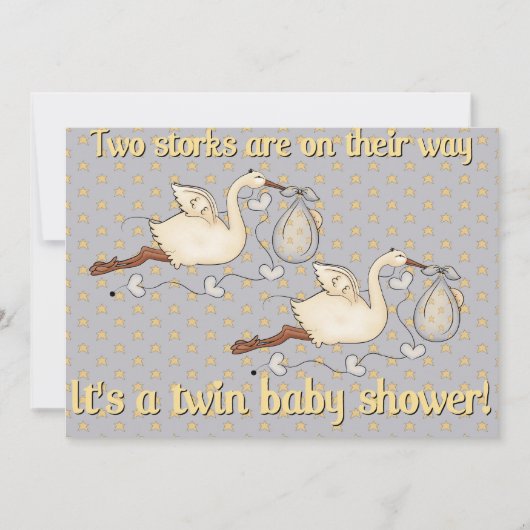 Er zijn tweelingen op weg naar baby shower kaart (Voorkant)